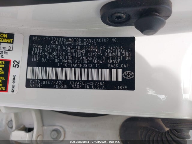 Toyota CAMRY SE 2023 4T1G11AK1PU833113 Image 9