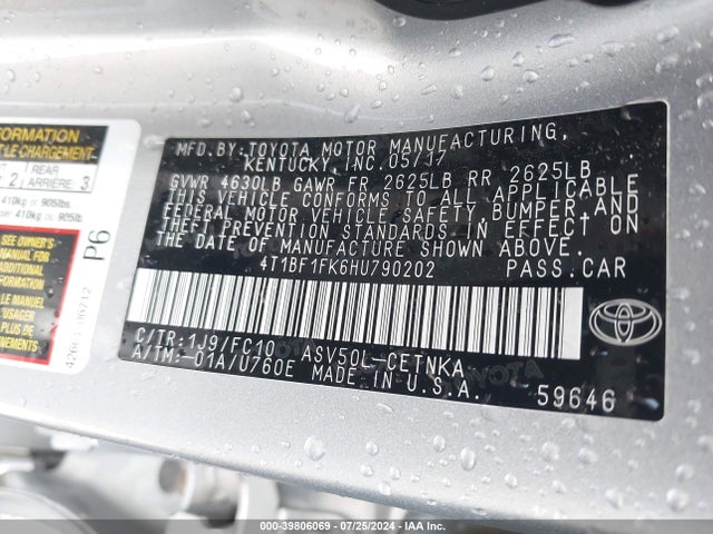 Toyota CAMRY LE 2017 4T1BF1FK6HU790202 Image 9