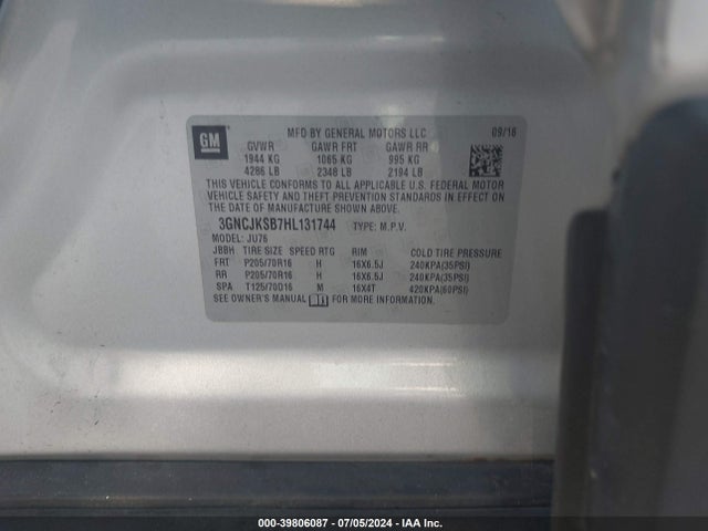 Chevrolet TRAX LS 2017 3GNCJKSB7HL131744 Image 9