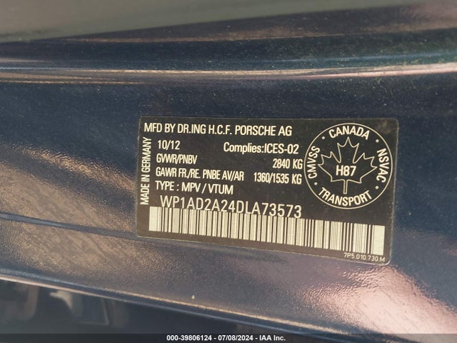 2013 PORSCHE CAYENNE WP1AD2A24DLA73573 Photo 8