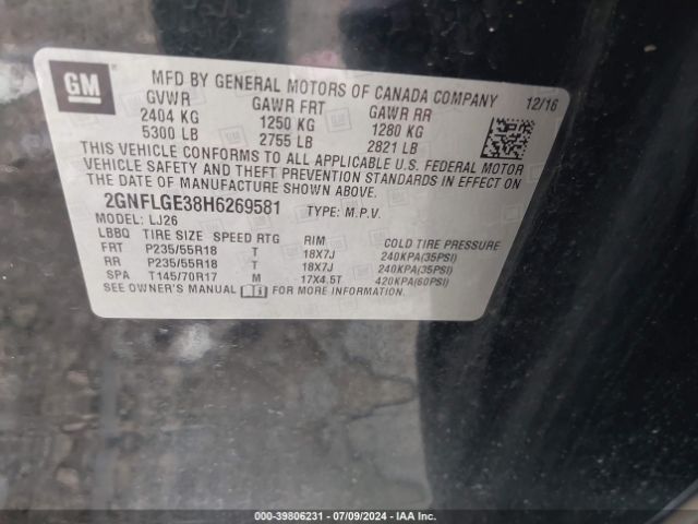 2GNFLGE38H6269581 Chevrolet Equinox Premier