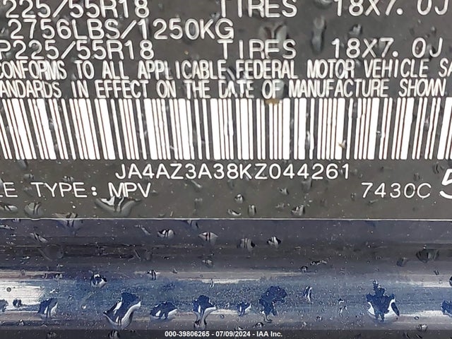 2019 MITSUBISHI OUTLANDER JA4AZ3A38KZ044261 Photo 8