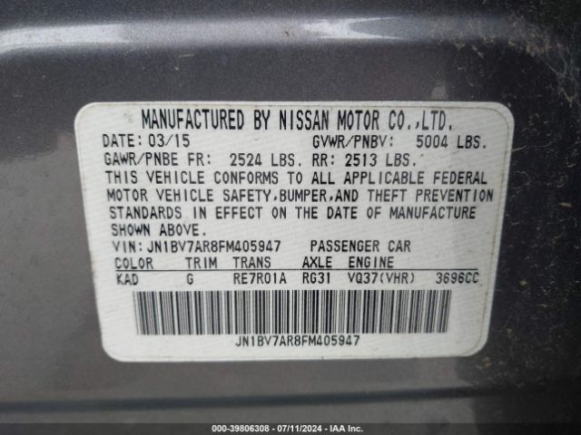 JN1BV7AR8FM405947 Infiniti Q50 Premium