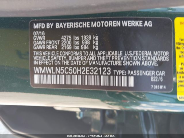 WMWLN5C50H2E32123 Mini Clubman Cooper
