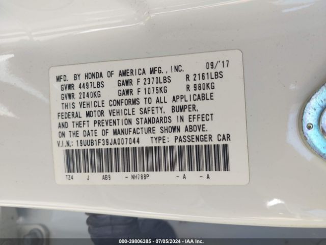 19UUB1F39JA007044 Acura TLX