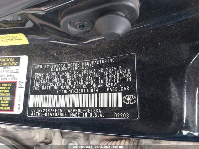 Toyota CAMRY SE 2014 4T1BF1FK3EU410874 Image 9