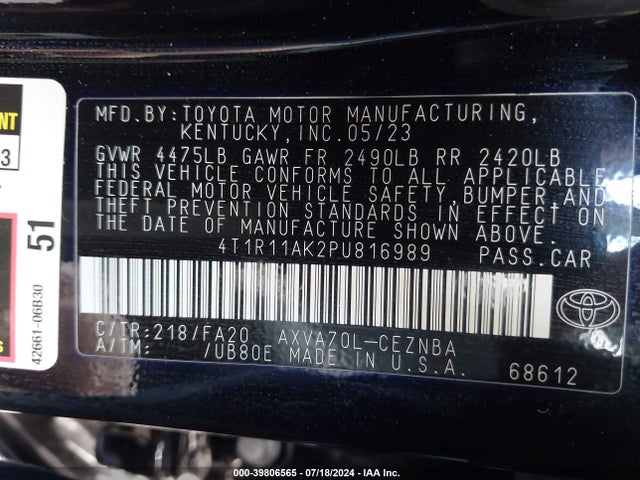Toyota CAMRY LE 2023 4T1R11AK2PU816989 Image 9