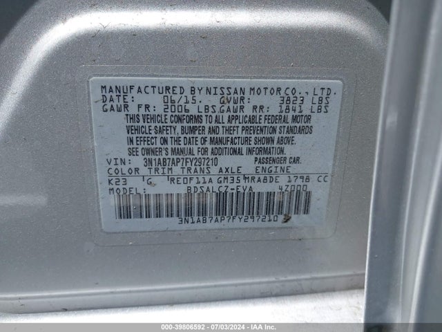 Nissan SENTRA S 2015 3N1AB7AP7FY297210 Image 9