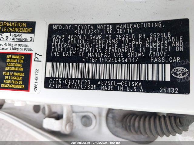Toyota CAMRY SE 2014 4T1BF1FK2EU464117 Image 9