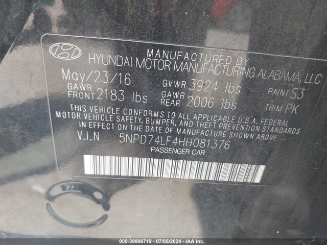 Hyundai ELANTRA SE 2017 5NPD74LF4HH081376 Image 9