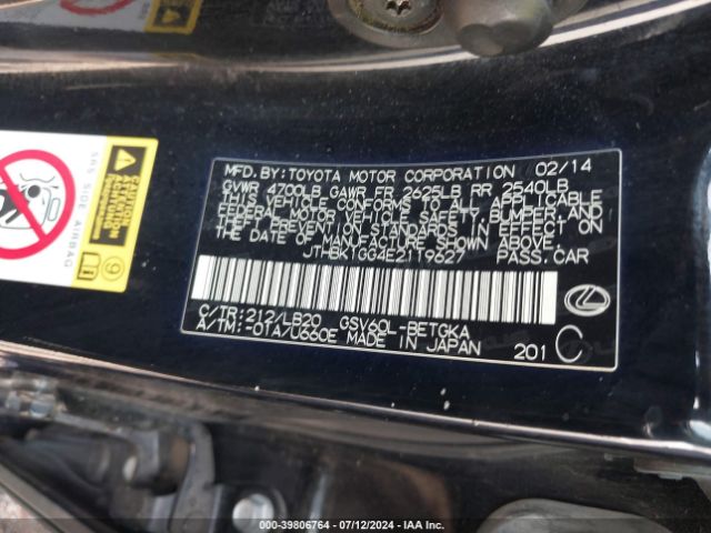 JTHBK1GG4E2119627 Lexus ES 350
