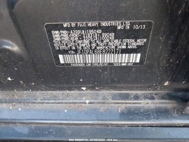 JF1GPAL68E8222171 Subaru Impreza 2.0i Sport Premium