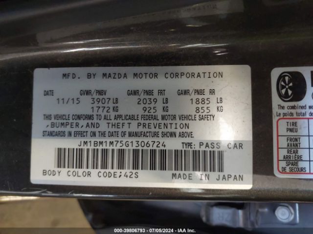 JM1BM1M75G1306724 Mazda Mazda3 I Touring