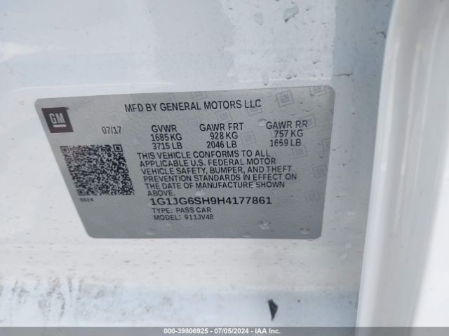 1G1JG6SH9H4177861 Chevrolet Sonic Lt Auto