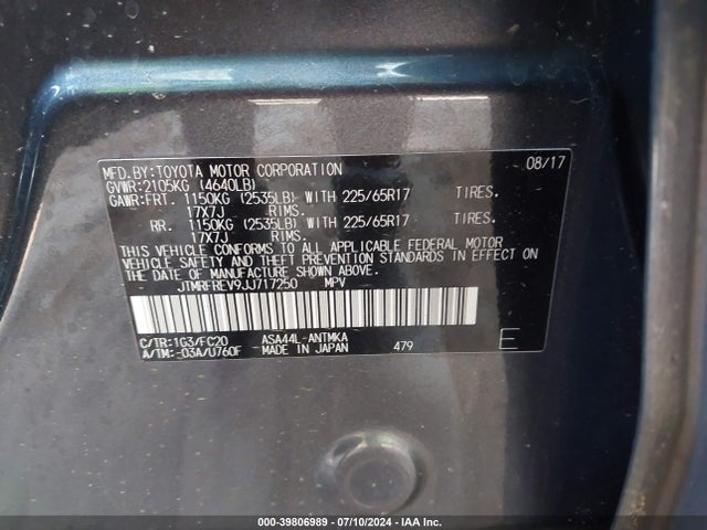 Toyota Rav4 Xle 2018 JTMRFREV9JJ717250 Image 9