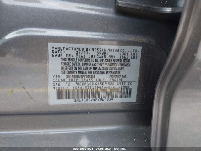 3N1AB8DV4PY269334 Nissan Sentra Sr Xtronic Cvt