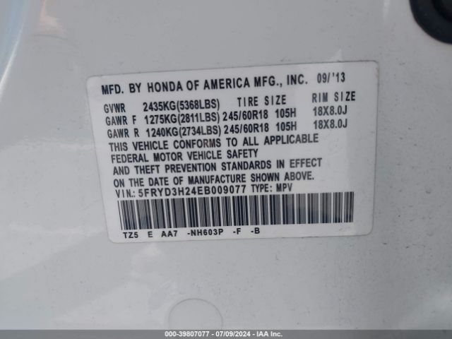 5FRYD3H24EB009077 Acura MDX