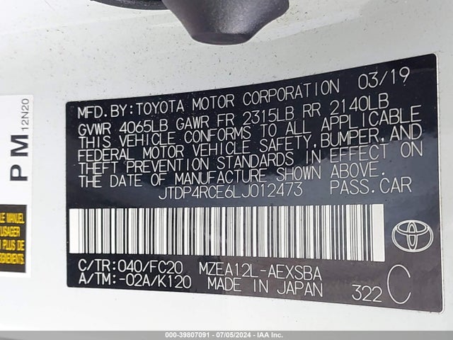 Toyota COROLLA SE 2020 JTDP4RCE6LJ012473 Image 9