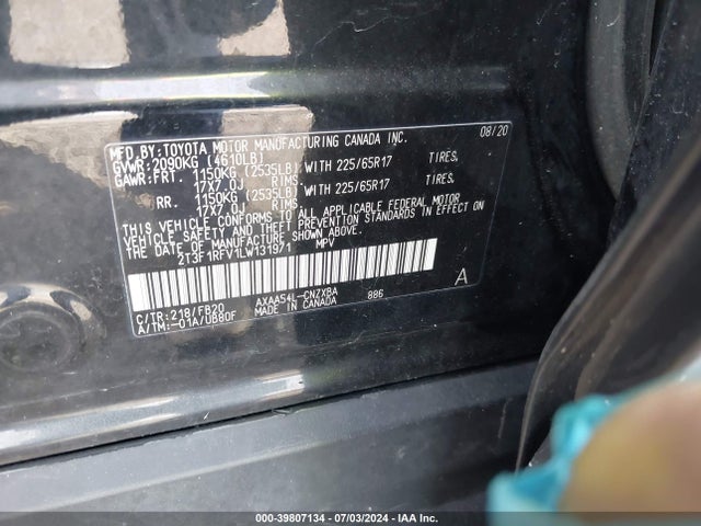 Toyota RAV4 LE 2020 2T3F1RFV1LW131971 Image 9