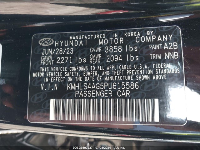 KMHLS4AG5PU615586 Hyundai ELANTRA SEL