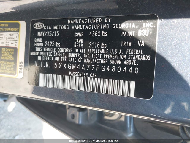 KIA Optima Lx 2015 5XXGM4A77FG480440 Image 9