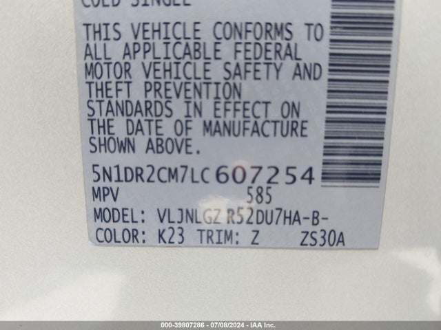 Nissan Pathfinder Sl 4wd 2020 5N1DR2CM7LC607254 Image 9