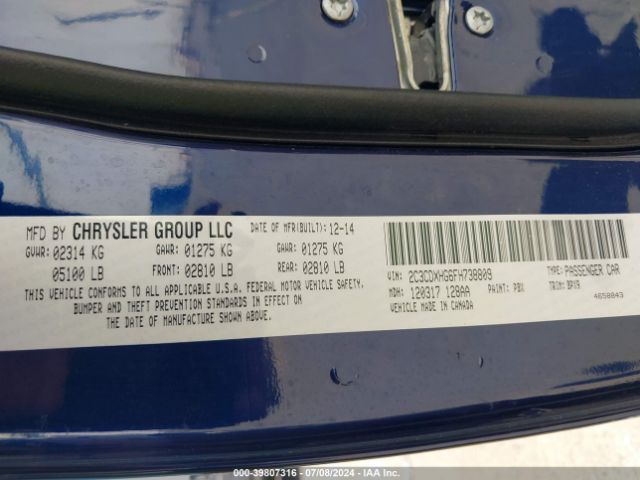 2C3CDXHG6FH738809 Dodge Charger Sxt