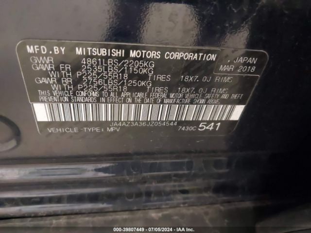 JA4AZ3A36JZ054544 Mitsubishi Outlander Es