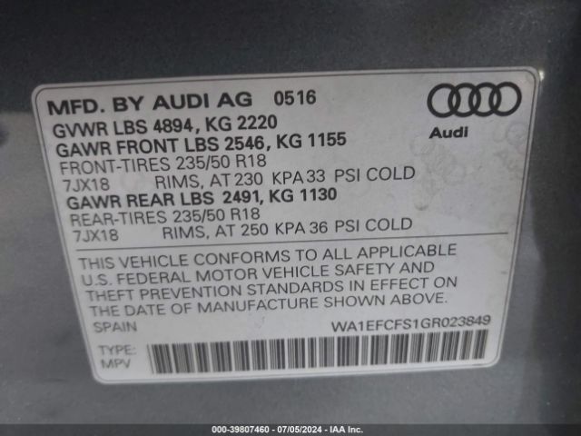 WA1EFCFS1GR023849 Audi Q3 2.0t Premium Plus