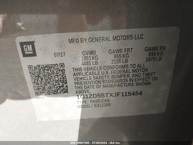 Chevrolet MALIBU LT 2018 1G1ZD5STXJF115454 Image 9