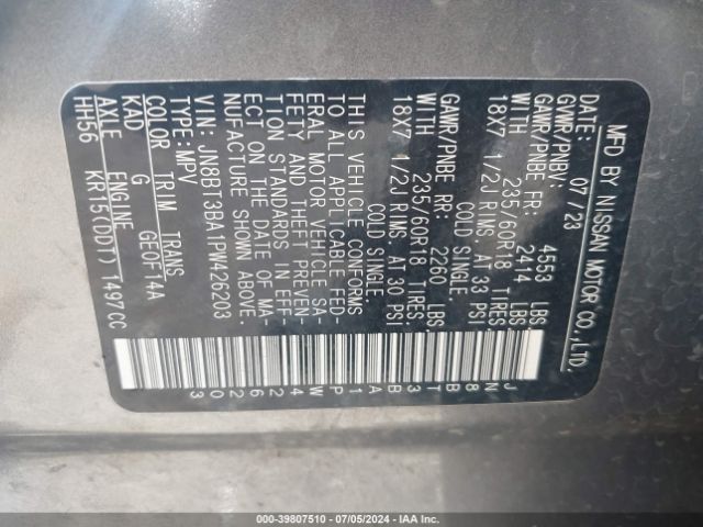 JN8BT3BA1PW426203 Nissan Rogue Sv Fwd