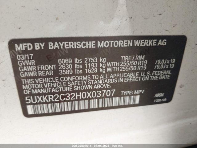 5UXKR2C32H0X03707 BMW X5 Sdrive35i