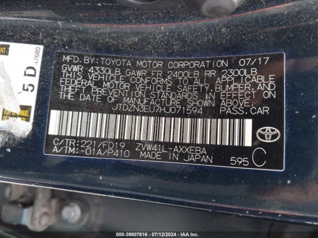 JTDZN3EU7HJ071594 Toyota Prius V Three