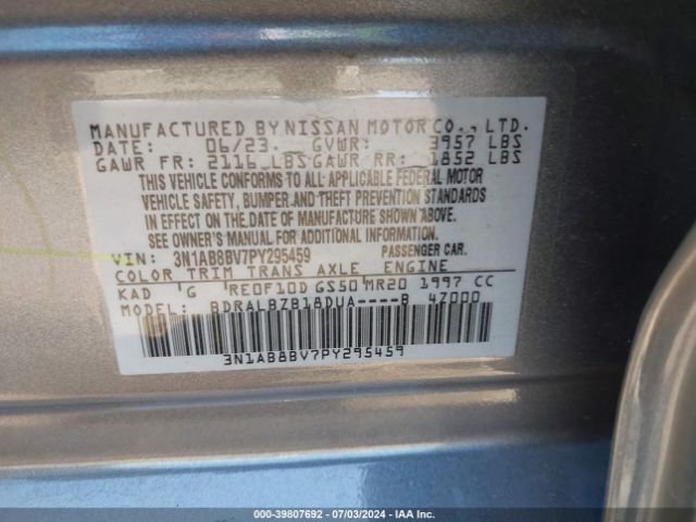 3N1AB8BV7PY295459 Nissan Sentra S Xtronic Cvt