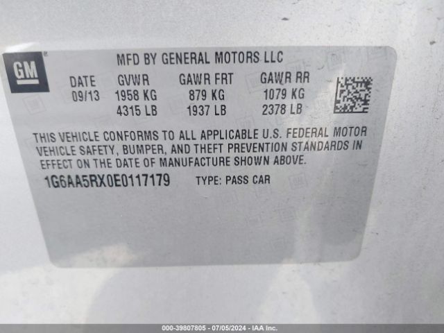 1G6AA5RX0E0117179 Cadillac Ats Standard