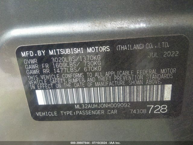 ML32AUHJ0NH009092 Mitsubishi MIRAGE ES