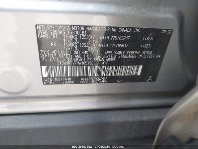 Toyota Rav4 Xle 2021 2T3W1RFV7MW105196 Image 9