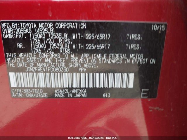 Toyota RAV4 LE 2015 JTMZFREV1FD080330 Image 9