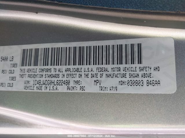 1C4BJWDG0HL622480 Jeep Wrangler Unlimited Sport 4x4