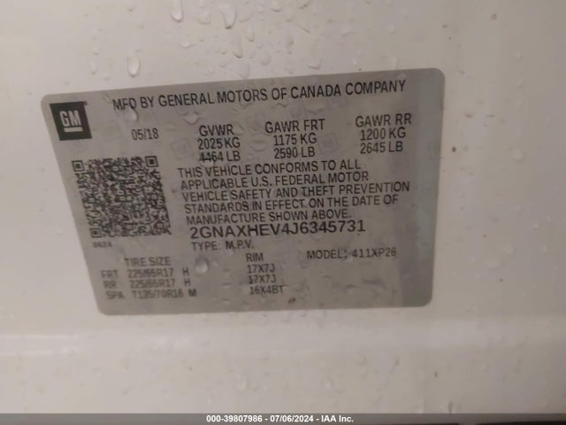 Chevrolet EQUINOX LS 2018 2GNAXHEV4J6345731 Image 9