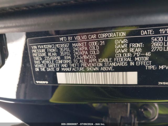 YV4102RK2J1038567 Volvo Xc60 T5 Momentum