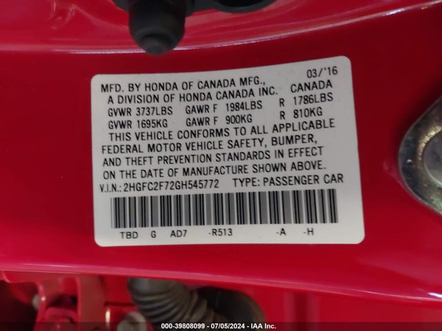 Honda Civic 2016 2HGFC2F72GH545772 Image 21