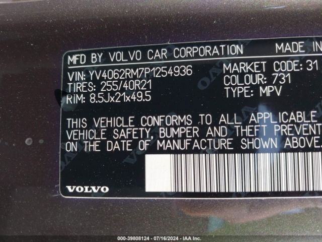 YV4062RM7P1254936 Volvo Xc60 B6 Ultimate Dark Theme
