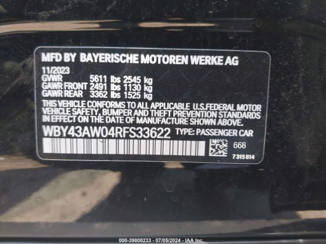 WBY43AW04RFS33622 BMW I4 Edrive35
