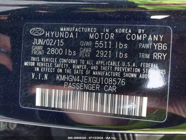 Hyundai Genesis 3.8 2016 KMHGN4JEXGU108576 Image 9