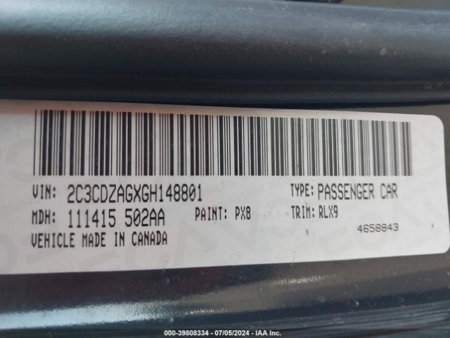 2C3CDZAGXGH148801 Dodge Challenger Sxt Plus