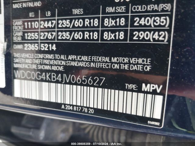 WDC0G4KB4JV065627 Mercedes-Benz Glc 300 4matic