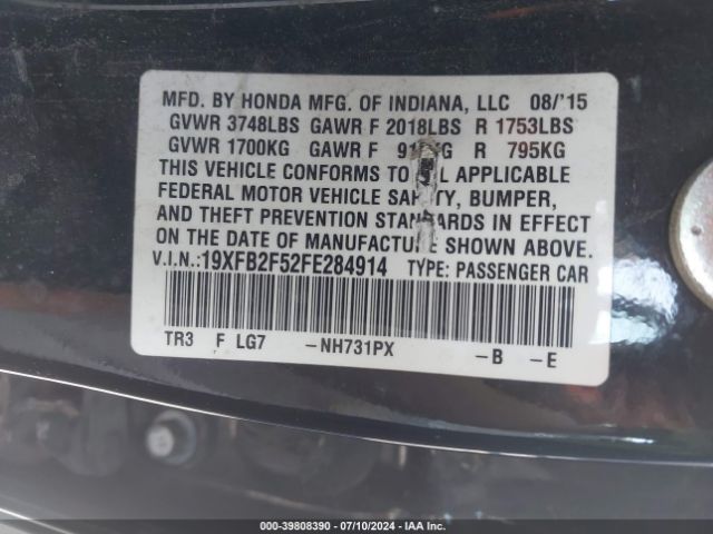 19XFB2F52FE284914 Honda Civic Lx