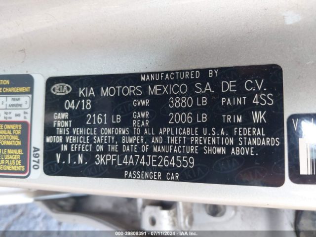 3KPFL4A74JE264559 KIA FORTE LX