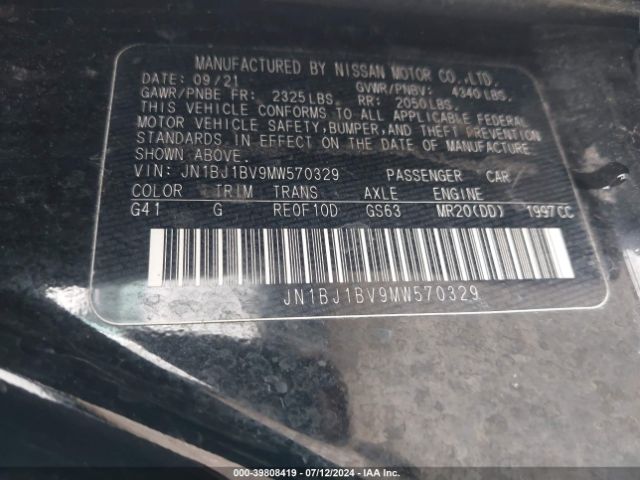JN1BJ1BV9MW570329 Nissan Rogue Sport Sv Fwd Xtronic Cvt